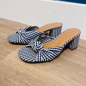 J Crew Gingham Block Heel Sandals